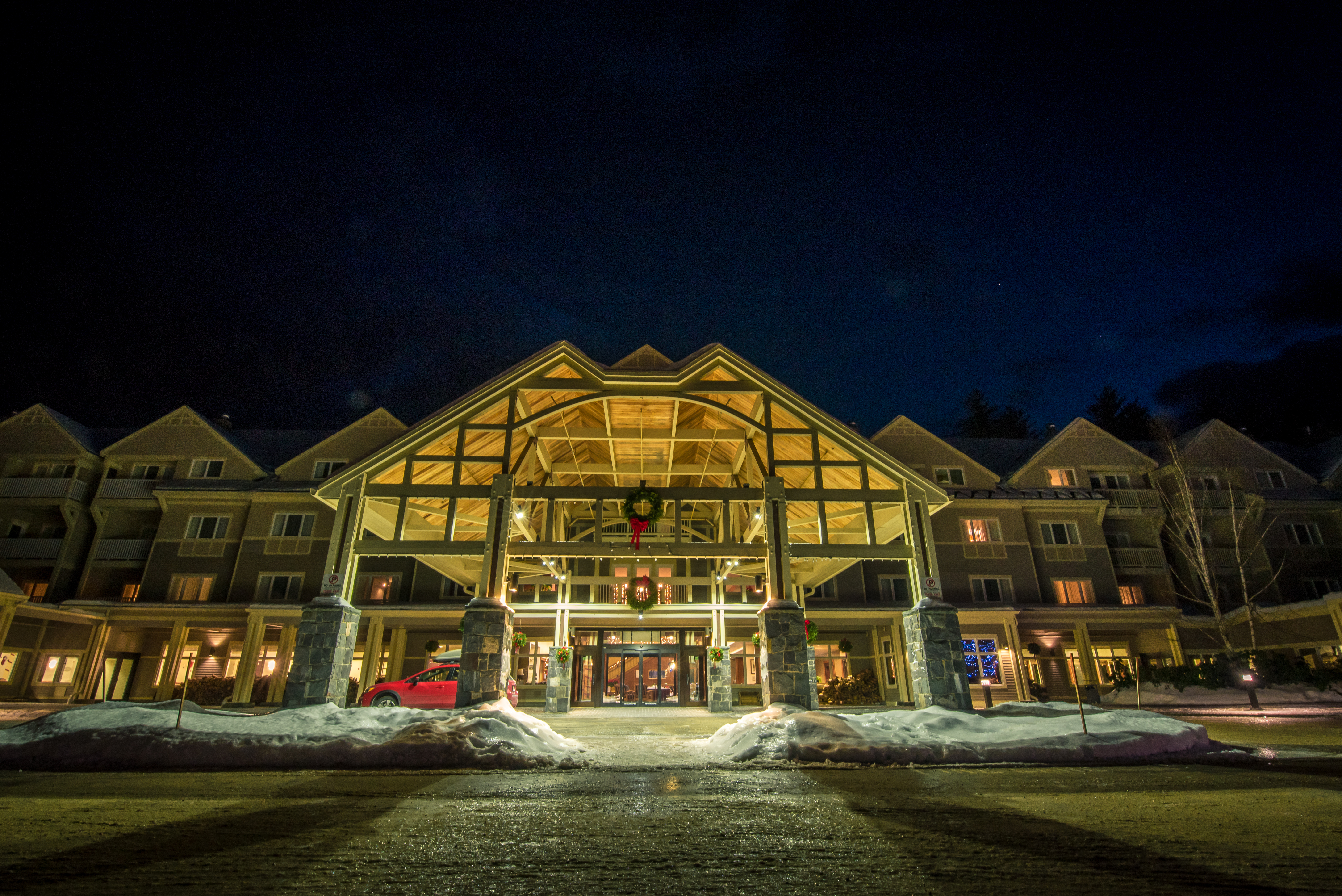 Night Photo of a Lodge at Wildcat